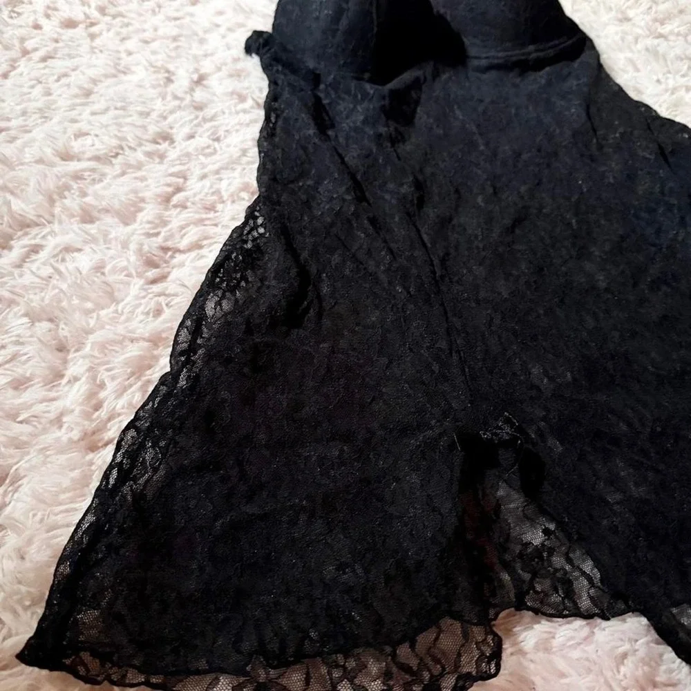 Black Lace Whimsygoth Emo Sexy Padded Lingerie Slip Dress Womens 38C Mysterious